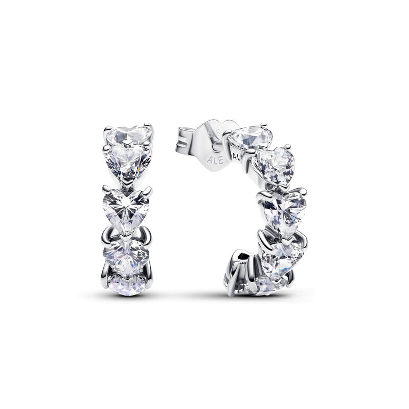 Pandora Sparkling Hearts Open Hoop Earrings image number 0