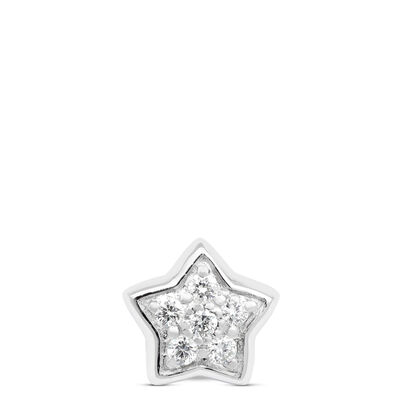 Diamond Star Single Stud Earring, 14K White Gold