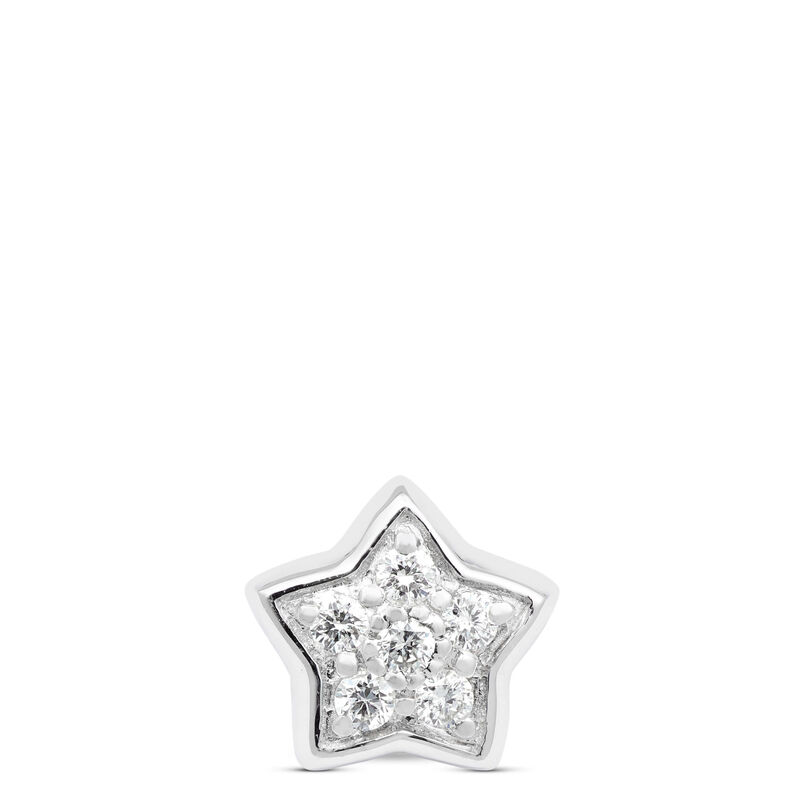 Diamond Star Single Stud Earring, 14K White Gold image number 0