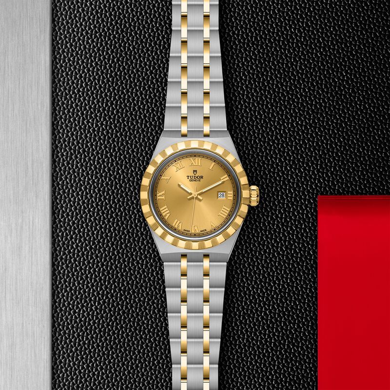 TUDOR Royal Watch Steel Case Champagne Dial Steel and Gold Bracelet, 28mm image number 2