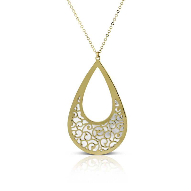 Mother of Pearl Cutout Pendant 14K image number 1