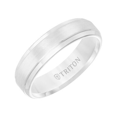 TRITON Contemporary Comfort Fit Satin Finish Band in White Tungsten, 6 mm&nbsp;