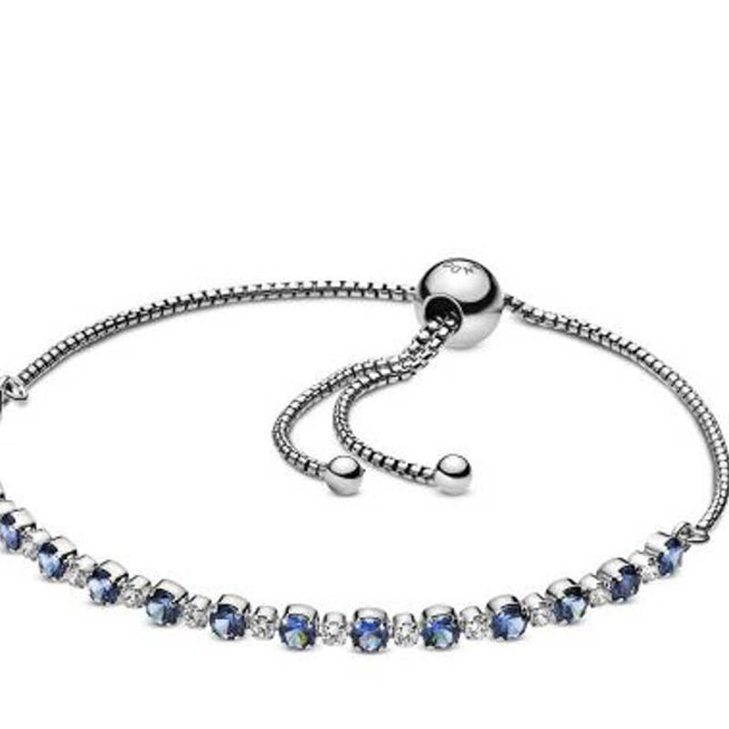 Pandora Blue & Clear Sparkle Crystal & CZ Slider Bracelet image number 0