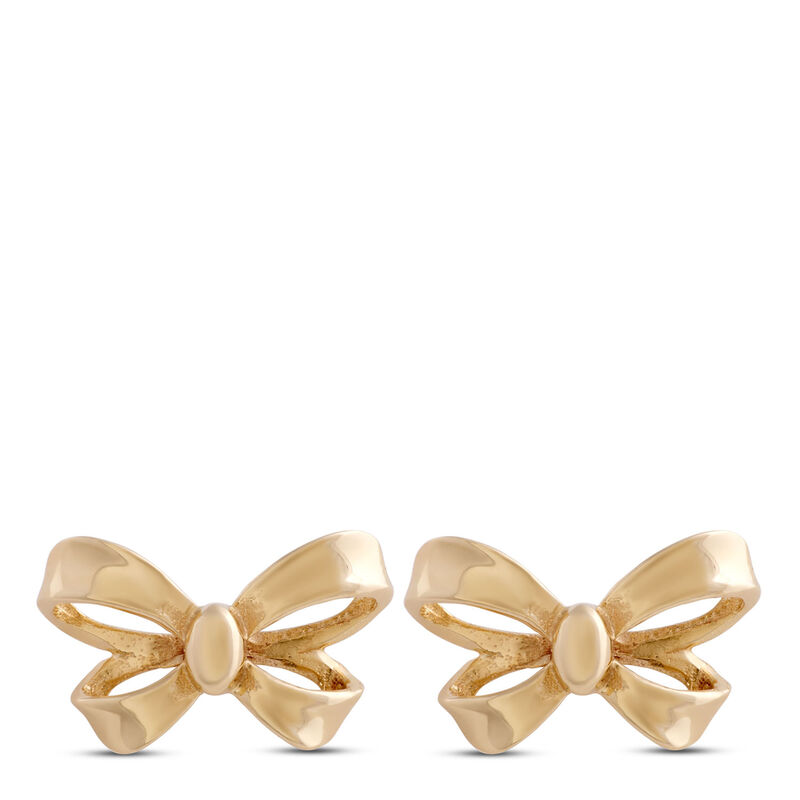 Baby Bow Earrings, 14K Yellow Gold image number 0