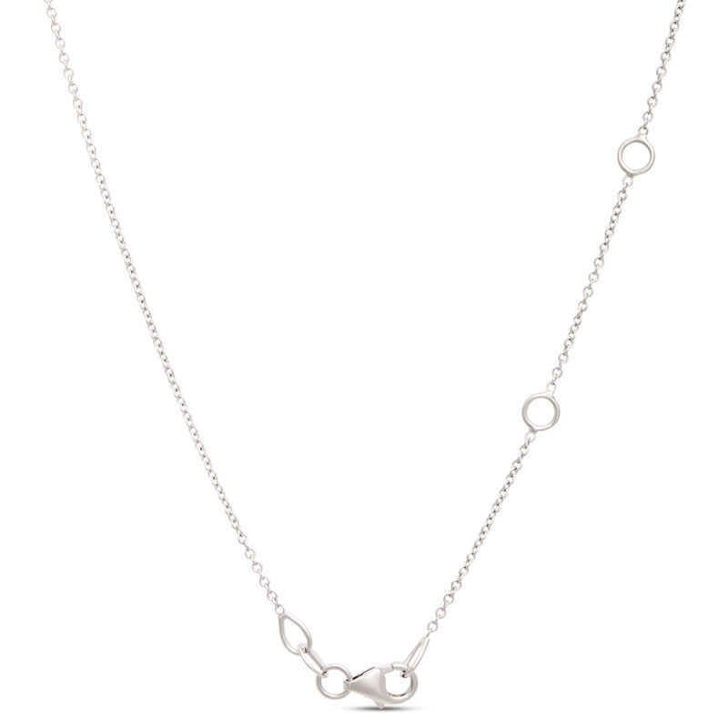 Round Sapphire and Diamond Necklace, &frac12; Carat, 18K White Gold image number 3