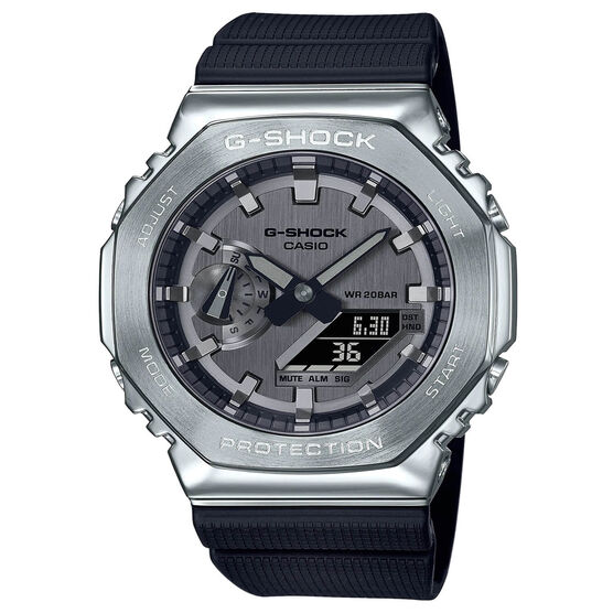 G-Shock Analog Digital Watch Silver Octagon Bezel, 49.3mm