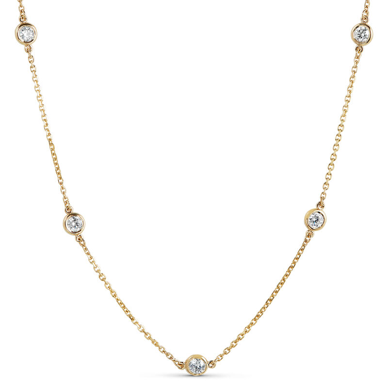 18-Inch Diamond Station Necklace, 14K Yellow Gold image number 0
