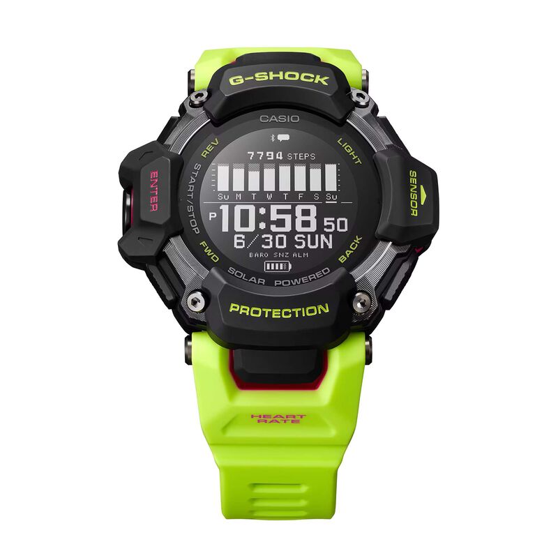 G-Shock Move Digital Watch Black Metallic Case and Dial, Green Strap, 52.6mm image number 0