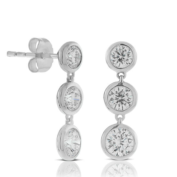 Ben Bridge Signature Triple Bezel Set Diamond Dangle Earrings 18K