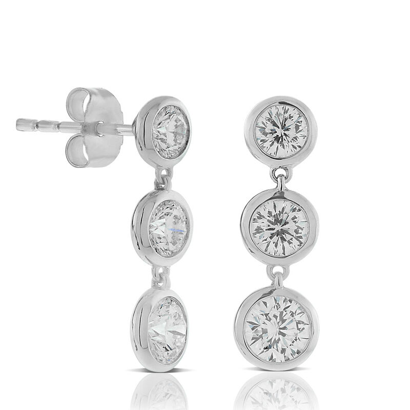 Ben Bridge Signature Triple Bezel Set Diamond Dangle Earrings 18K image number 0