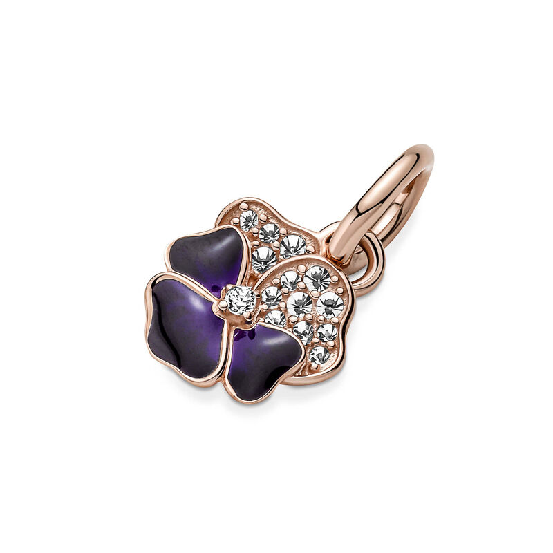 Pandora Deep Purple Pansy Flower Enamel & CZ Dangle Charm image number 4