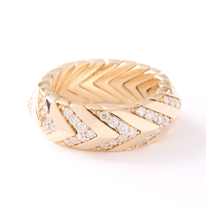 Diamond Tapered Dome Ring, 14K Yellow Gold Size 8.5 image number 0