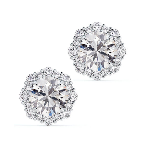 De Beers Forevermark Floral Halo Diamond Stud Earrings 18K