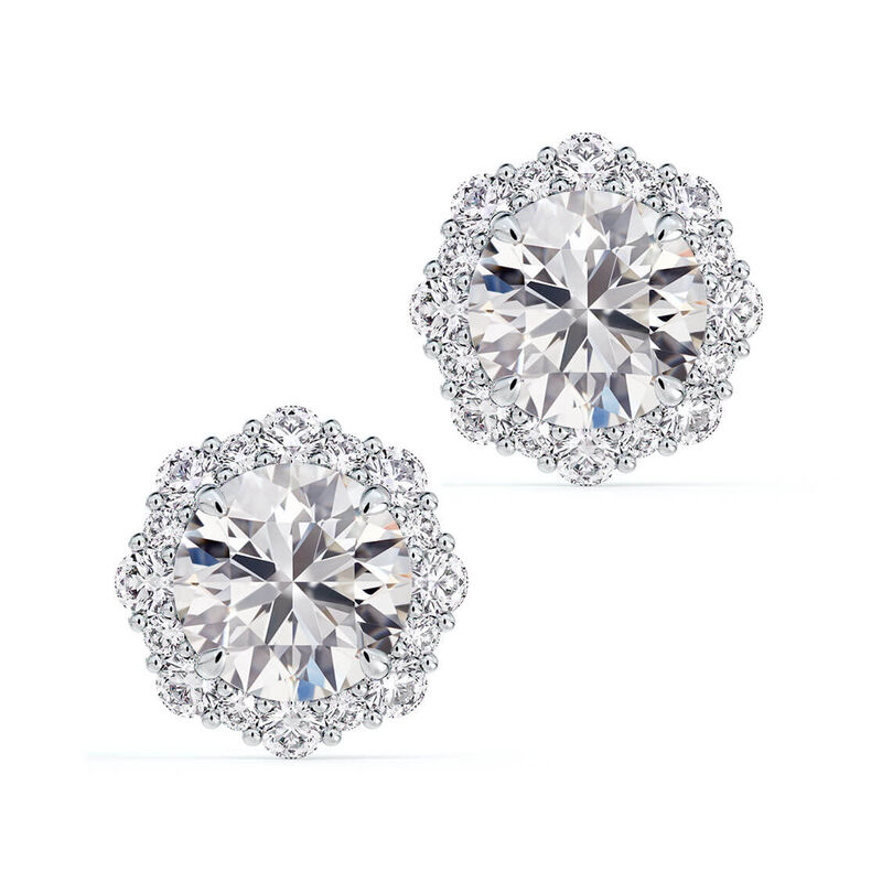 De Beers Forevermark Floral Halo Diamond Stud Earrings 18K image number 1
