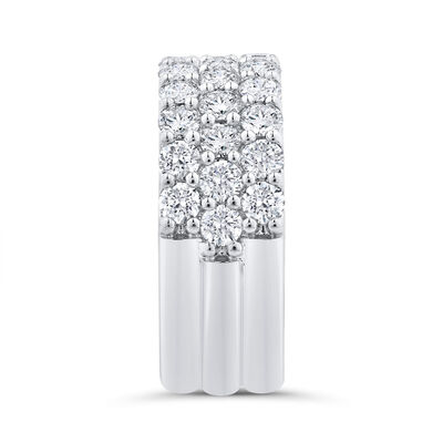 Bella Ponte Three-Row Tiger Set Diamond Bridal Ring, 14K White Gold Size 6.5