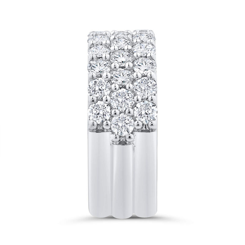 Bella Ponte Three-Row Tiger Set Diamond Bridal Ring, 14K White Gold Size 6.5 image number 1