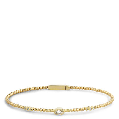 Marquise Diamond Bangle, &frac14; Carat Weight, 14K Yellow Gold
