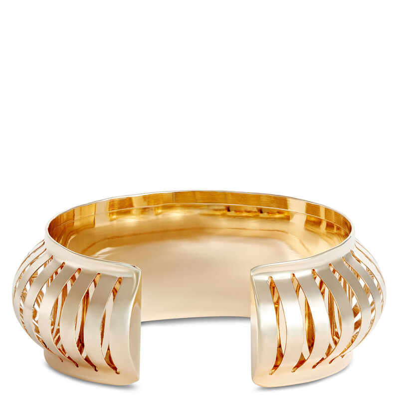 Toscano Domed Cuff Bangle Bracelet, 14K Yellow Gold image number 1