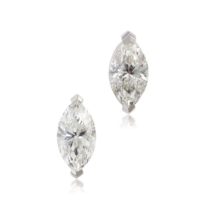 Marquise Diamond Solitaire Stud Earrings 14K, 3/4 ctw. image number 0