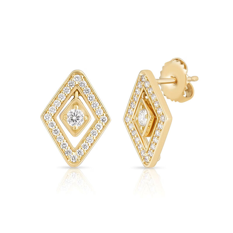 Roberto Coin Diamante Diamond Lozenge Stud Earrings 18k Yellow Gold image number 0