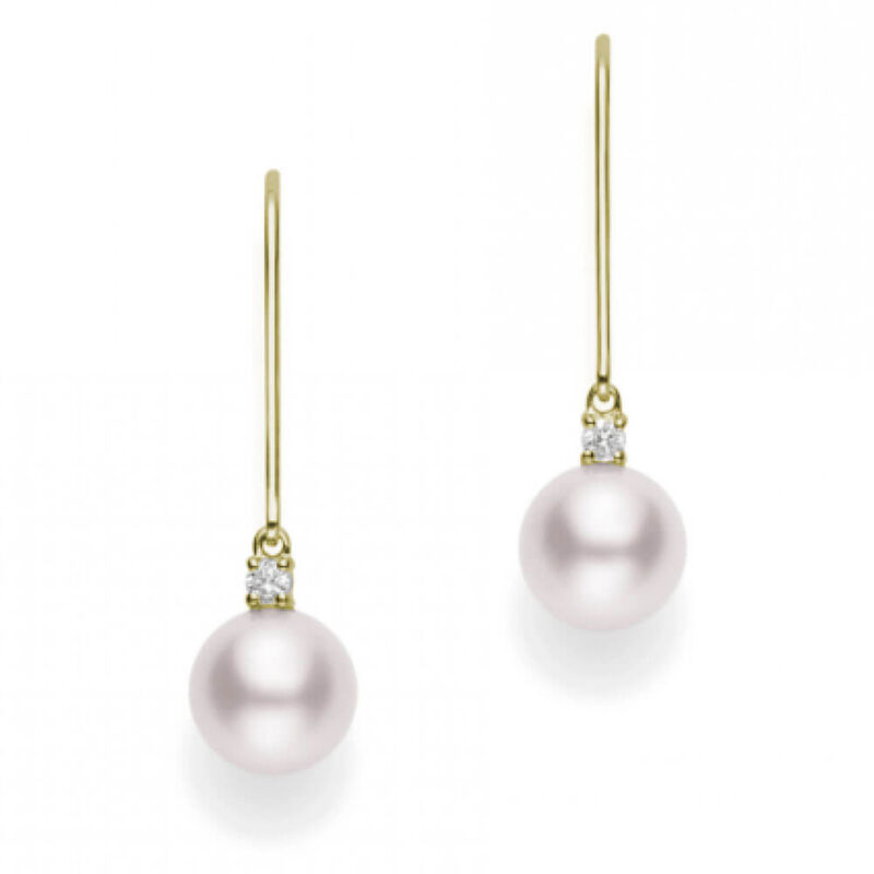 Mikimoto Akoya Cultured Pearl & Diamond Drop Earrings 18K, 6mm image number 0