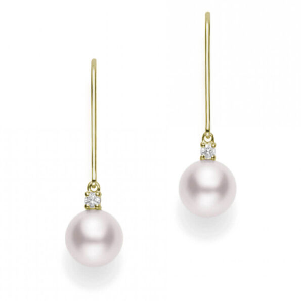 Mikimoto Akoya Cultured Pearl & Diamond Drop Earrings 18K, 6mm