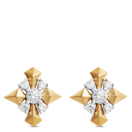 Jade Trau for Ben Bridge Signature Diamond Cluster Shield Earrings 18K