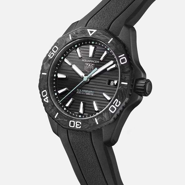 TAG Heuer Aquaracer Professional 200 Solargraph Watch Steel Black Case Black Dial, 40mm