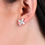 Diamond Flower Earrings 14K