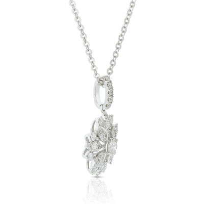 Diamond Floral Burst Necklace 14K