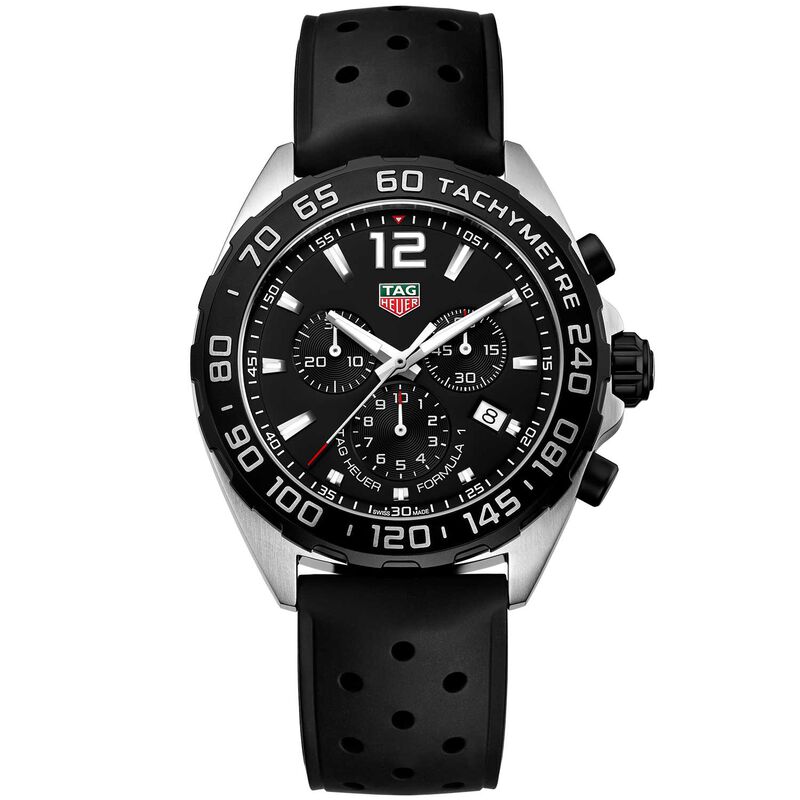 TAG Heuer Formula 1 Quartz Mens Black Rubber Chronograph Watch image number 1