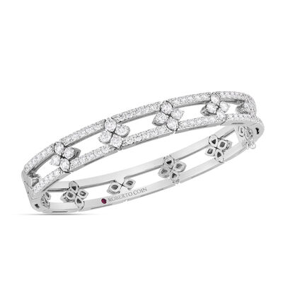 Roberto Coin 18K White Gold Love In Verona Diamond Open Frame Pav&eacute; Bangle