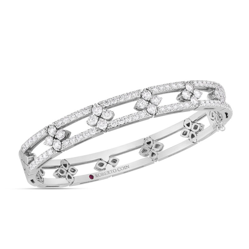 Roberto Coin 18K White Gold Love In Verona Diamond Open Frame Pav&eacute; Bangle image number 0