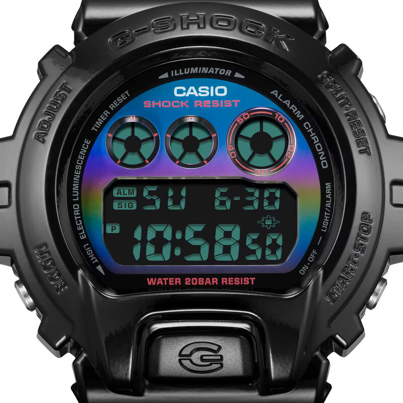 G-Shock Digital Watch Rainbow Dial Black Resin Strap, 53.2mm image number 4