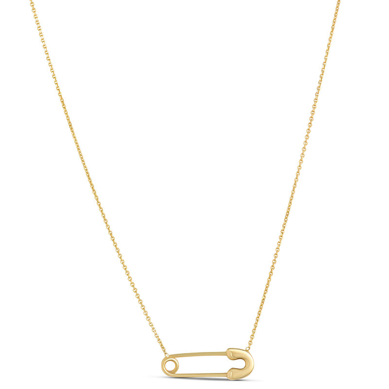 Safety Pin Gold Necklace, 14K Yellow Gold image number 0