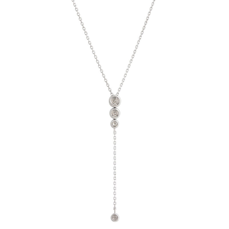 Y-Drop Diamond Pendant Necklace, 14K White Gold image number 2