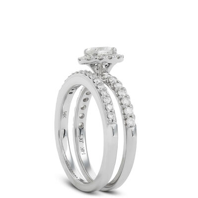 Diamond Halo Bridal Set 14K