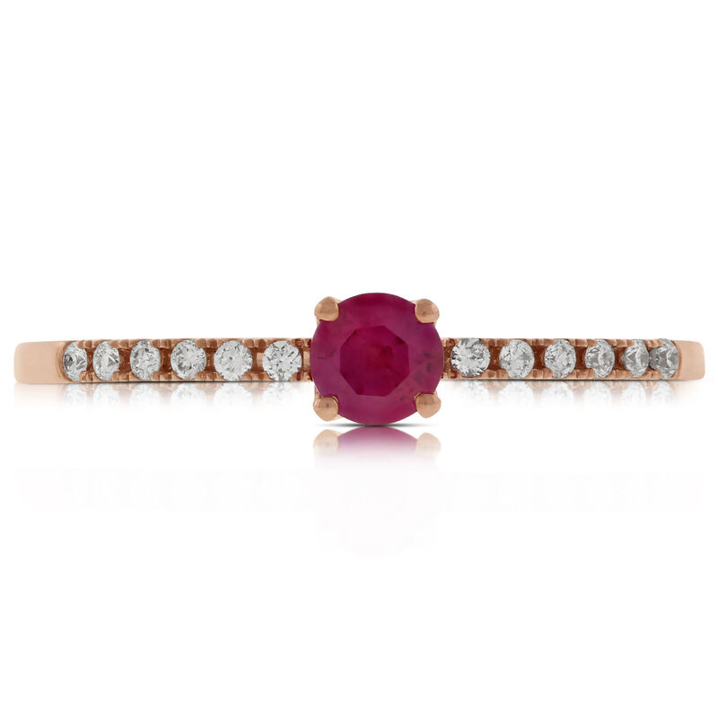 Rose Gold Ruby & Diamond Ring 14K image number 2
