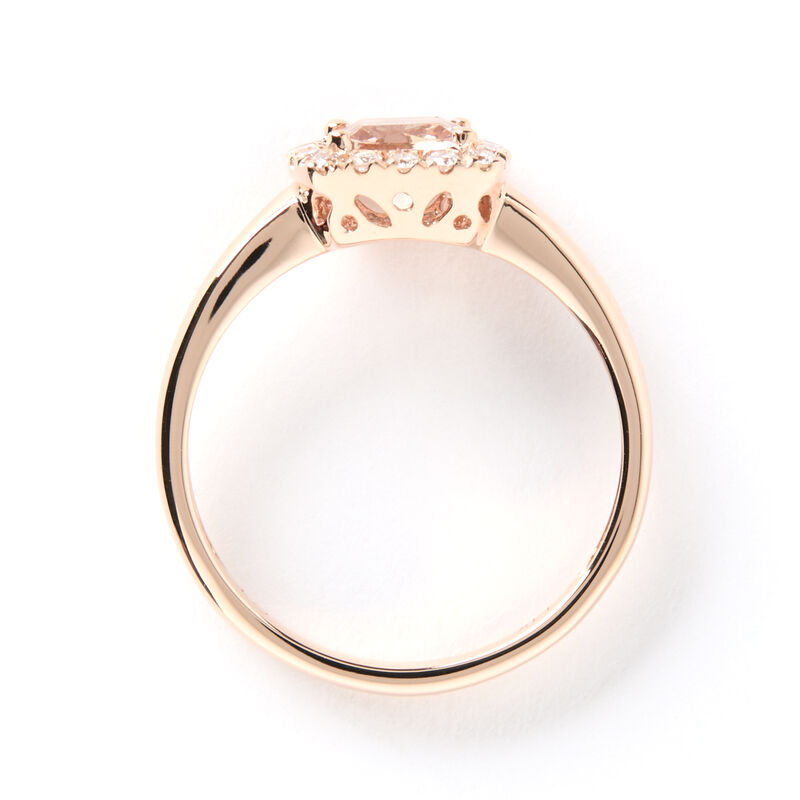 Cushion Cut Morganite and Round Diamond Ring, 14K Rose Gold image number 2