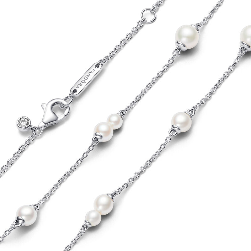 Pandora Treated Freshwater Cultured Pearl Station Chain Necklace image number 1