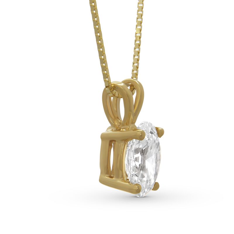 Oval Solitaire Diamond Pendant, 14K Yellow Gold image number 1