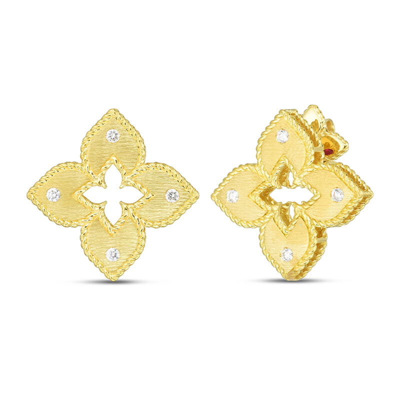 Roberto Coin Petite Venetian Princess Satin & Diamond Accent Flower Stud Earrings 18K Gold image number 0