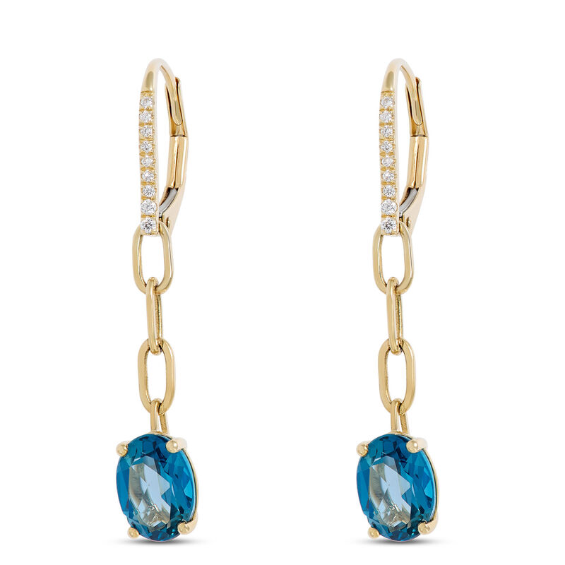 Blue Topaz Dangle Earrings, 14k Yellow Gold image number 0