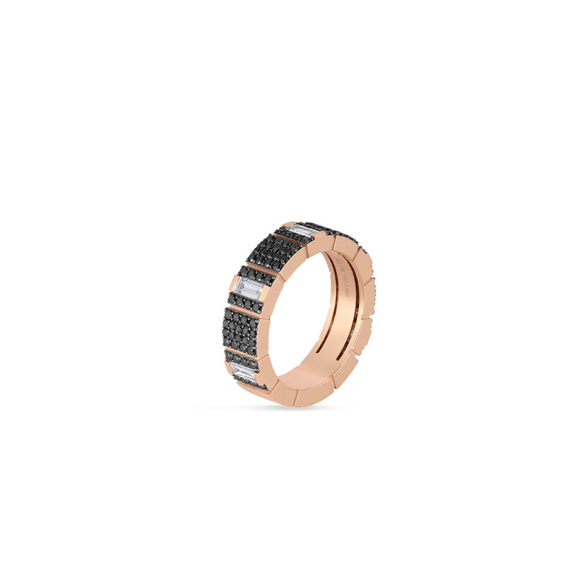 Roberto Coin 18k Rose Gold Obelisco Pave Black and White Diamond Ring image number 1