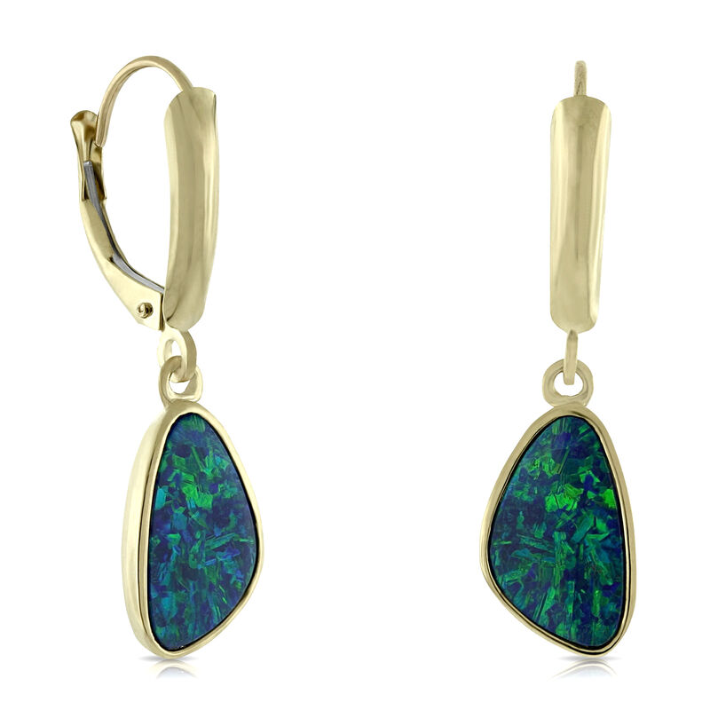 Opal Doublet Dangle Earrings 14K image number 0