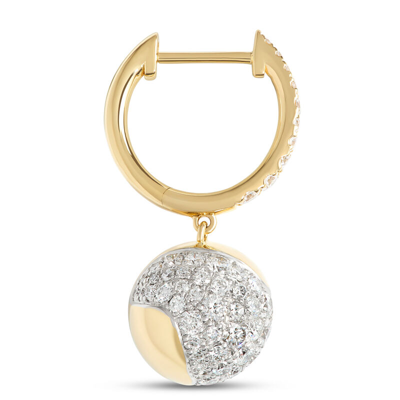 Pave Diamond Disk Earrings, 1 &frac34; Carat Total Weight, 18K Yellow Gold image number 1