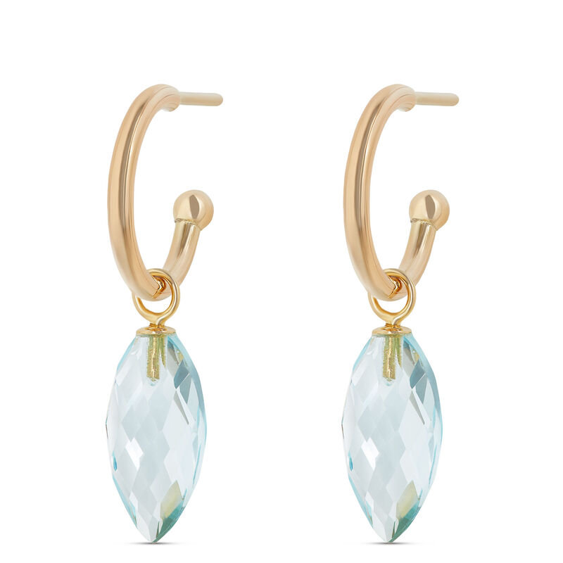 Marquise Cut Blue Tourmaline Gemstone Earrings, 14K Yellow Gold image number 0