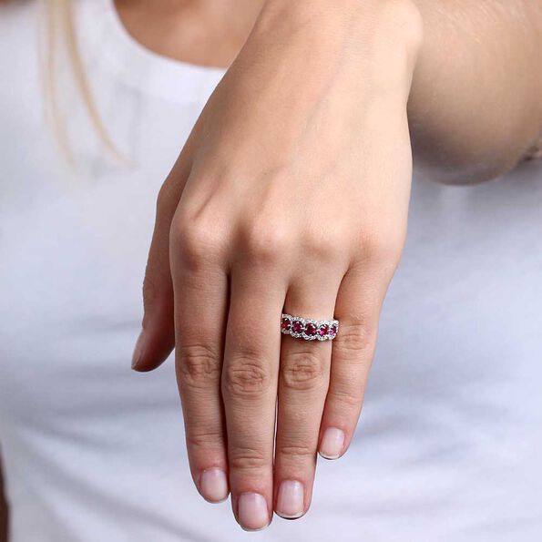 5-Stone Ruby & Diamond Ring 14K