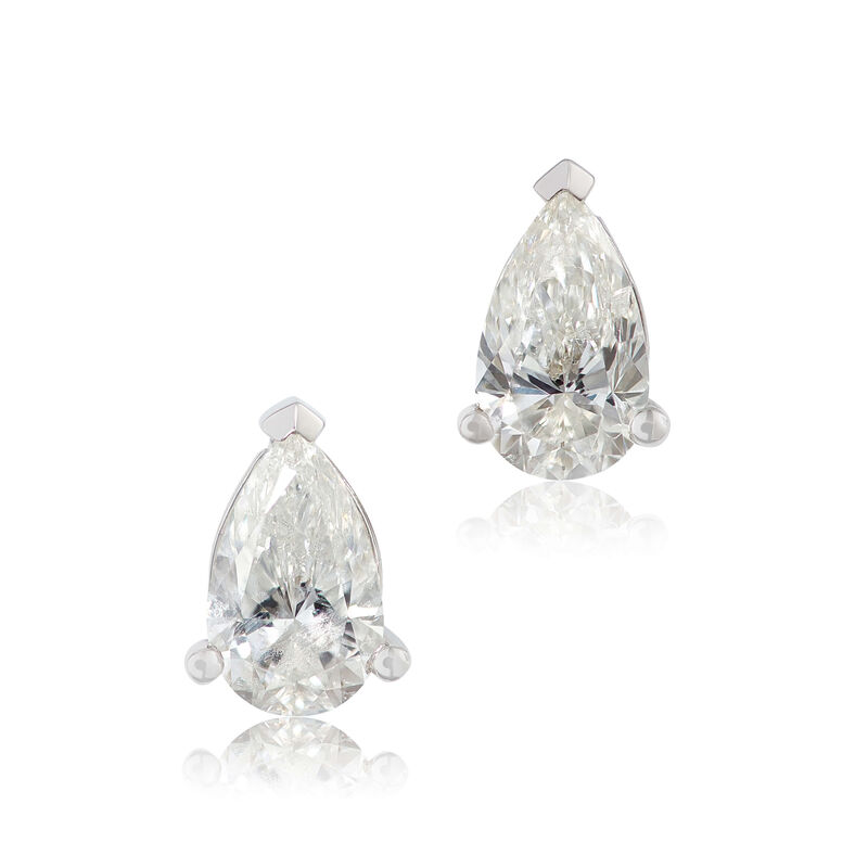 Pear Diamond Solitaire Stud Earrings 14K, 3/4 ctw. image number 0