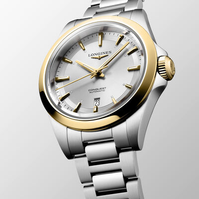 Longines Conquest Silver Dial Watch, 30mm